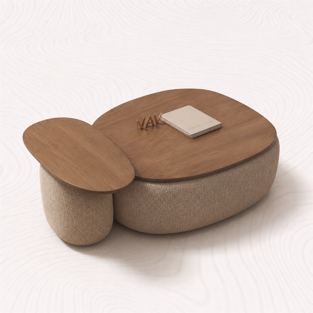 Coffee table with pouf